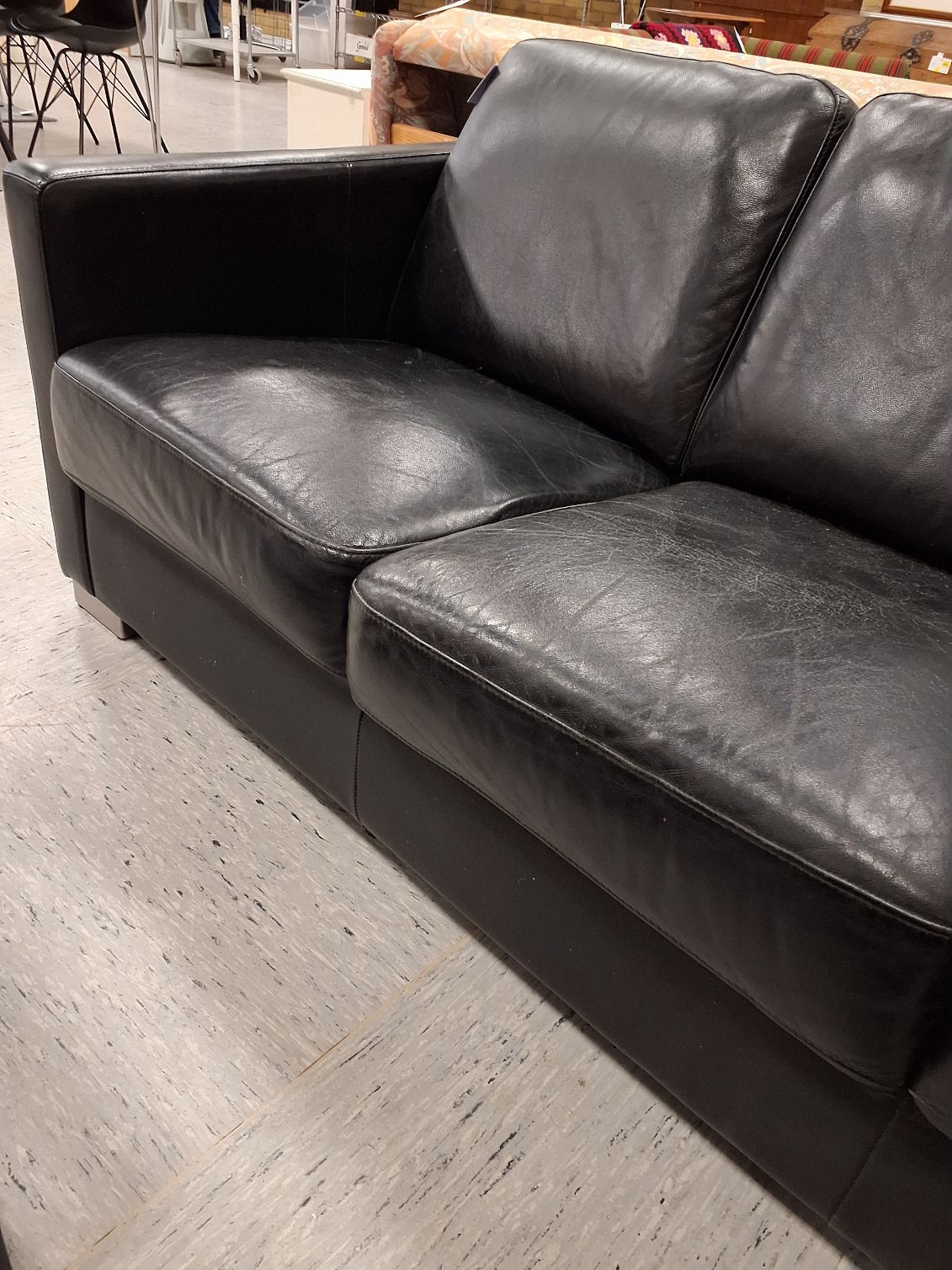 3-pers lædersofa sort